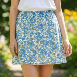 Nasty Gal Blue Yellow Floral Skirt - Size 6